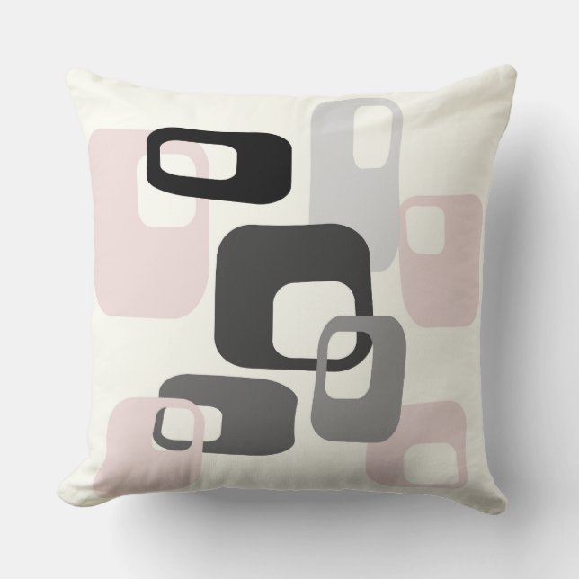 Retro roze en grijs geometrisch kussen (Voorkant)
