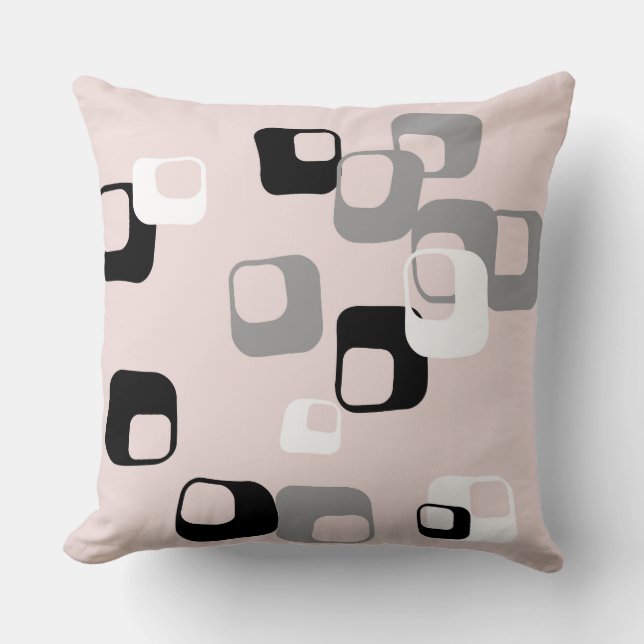 Retro roze en grijs geometrisch kussen (Voorkant)