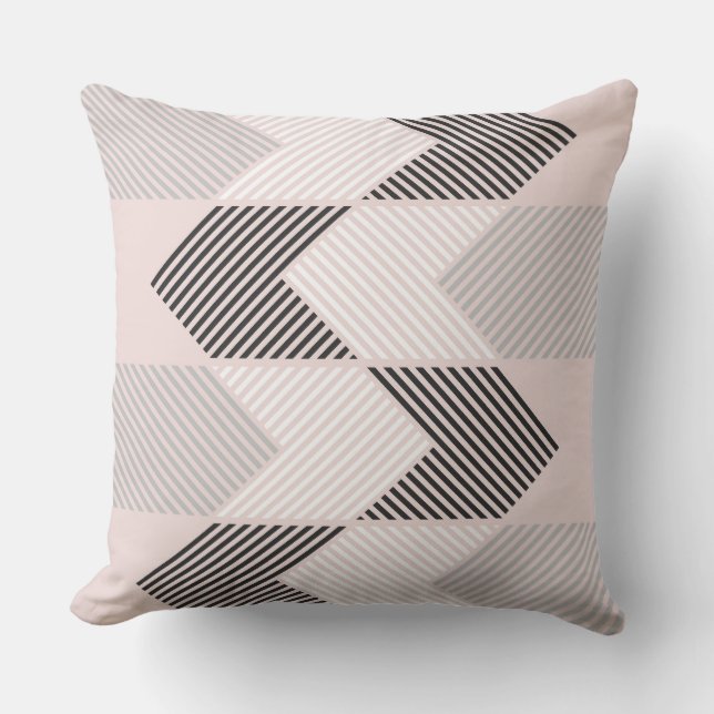 Retro roze en grijs geometrisch kussen (Voorkant)