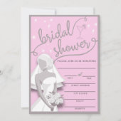 Retro roze en grijs vul in Bridal Shower Uitnodigi Kaart (Voorkant)
