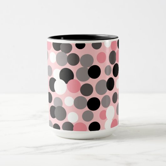 Retro Roze en Grijze Polka Dots Mok (Midden)