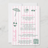 Retro Roze En Groen Beverly Hills Bachelorette Kaart (Achterkant)