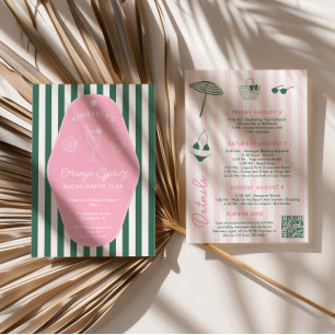 Retro Roze En Groen Beverly Hills Bachelorette Kaart