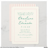 Retro Roze en Groen Handschrift Bruiloft Kaart