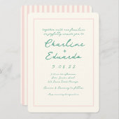 Retro Roze en Groen Handschrift Bruiloft Kaart