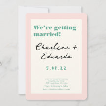 Retro Roze en Groen Handschrift Bruiloft