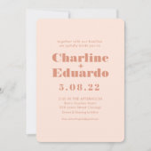 Retro roze en groen handschrift bruiloft uitnodigi kaart (Voorkant)