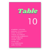 Retro Roze en Groen Tafelnummer Zitenkaart (Voorkant)