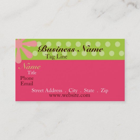 Retro Roze en Groen Visitekaartje (Voorkant)