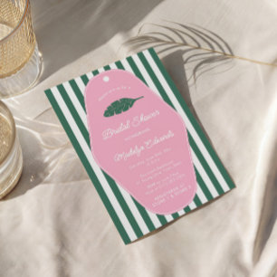 Retro roze en groene bananenblad Vrijgezellenfeest Kaart