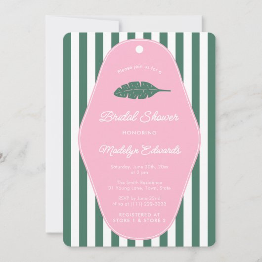 Retro roze en groene bananenblad Vrijgezellenfeest Kaart (Voorkant)