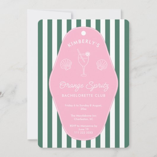 Retro roze en groene Beverly Hills Bachelorette Kaart (Voorkant)