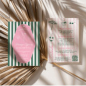Retro roze en groene Beverly Hills Bachelorette Kaart