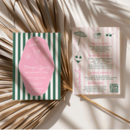 Retro roze en groene Beverly Hills Bachelorette Kaart