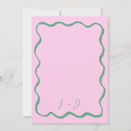 Retro Roze en Groene Champagne Toren Save the Date Kaart (Achterkant)