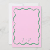 Retro Roze en Groene Champagne Toren Save the Date Kaart (Achterkant)