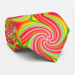 Retro roze en groene Groovy wervelpatroon Stropdas