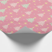 Retro roze en groene kerst van 1950 cadeaupapier (Hoek)
