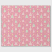 Retro roze en groene kerst van 1950 cadeaupapier (Vlak)