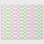 Retro Roze en groene kerstbomen Cadeaupapier (Vlak)