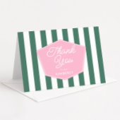 Retro Roze En Groene Palm Beach Bruidsuitnodiging Bedankkaart