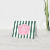 Retro Roze En Groene Palm Beach Bruiloftsborrel Bedankkaart (Voorkant)