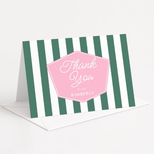 Retro Roze En Groene Palm Beach Bruiloftsborrel Bedankkaart