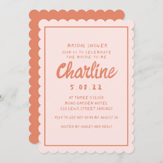 Retro Roze en het Rode Vrijgezellenfeest van het H Kaart (Voorkant / Achterkant)