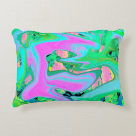 Retro Roze en lichtblauw vloeibaar art op hydrange Accent Kussen