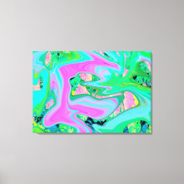 Retro Roze en lichtblauw vloeibaar art op hydrange Canvas Afdruk