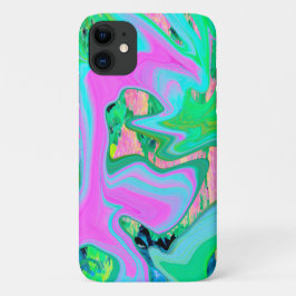 Retro Roze en lichtblauw vloeibaar art op hydrange Case-Mate iPhone Case