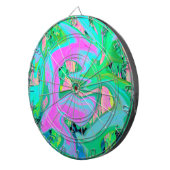 Retro Roze en lichtblauw vloeibaar art op hydrange Dartbord (Voorkant Rechts)