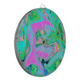 Retro Roze en lichtblauw vloeibaar art op hydrange Dartbord (Voorkant Links)