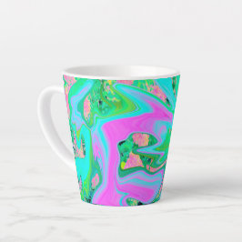Retro Roze en lichtblauw vloeibaar art op hydrange Latte Mok