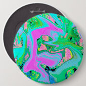 Retro Roze en lichtblauw vloeibaar art op hydrange Ronde Button 6,0 Cm (Voorkant /achterkant)