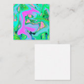 Retro Roze en lichtblauw vloeibaar art op hydrange Vierkante Visitekaartje (Voorkant / Achterkant)