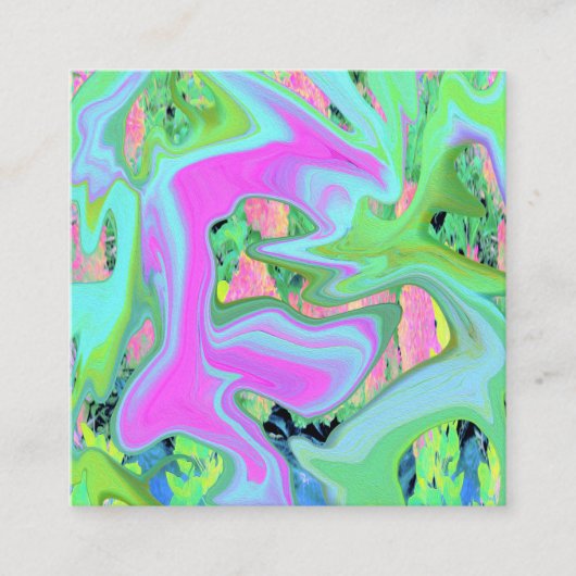 Retro Roze en lichtblauw vloeibaar art op hydrange Vierkante Visitekaartje (Voorkant)
