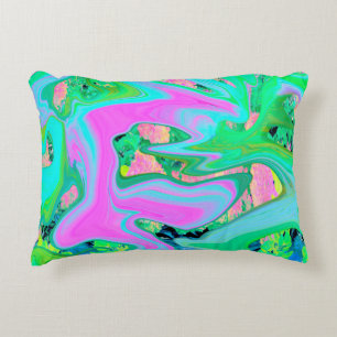 Retro Roze en Lichtblauwe Vloeibare Kunst op Hydra Accent Kussen