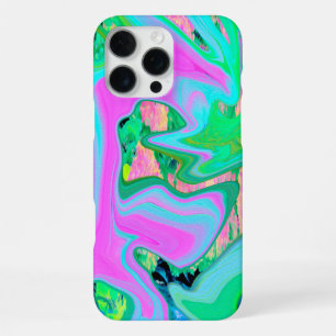 Retro Roze en Lichtblauwe Vloeibare Kunst op Hydra iPhone 16 Pro Max Hoesje