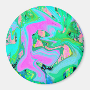 Retro Roze en Lichtblauwe Vloeibare Kunst op Hydra Magneet