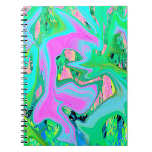 Retro Roze en Lichtblauwe Vloeibare Kunst op Hydra Notitieboek