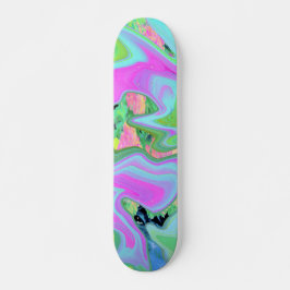 Retro Roze en Lichtblauwe Vloeibare Kunst op Hydra Persoonlijk Skateboard