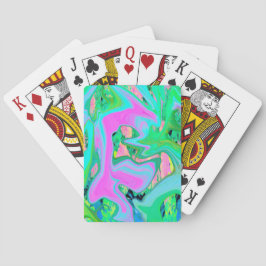 Retro Roze en Lichtblauwe Vloeibare Kunst op Hydra Pokerkaarten