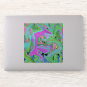 Retro Roze en Lichtblauwe Vloeibare Kunst op Hydra Sticker