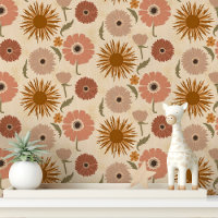 Retro Roze en Mosterd Bloemmotief
