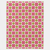 Retro Roze en Olijfgroen Cirkel Check Fleece Deken (Voorkant)