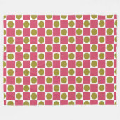 Retro Roze en Olijfgroen Cirkel Check Fleece Deken (Voorkant (Horizontaal))