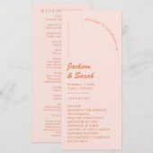Retro Roze en Oranje Bruiloft Programmakaart (Voorkant / Achterkant)