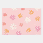 Retro Roze en Oranje Daisy Floral Gift Bag Inpakpapier Vel (Voorkant 2)