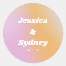 Retro Roze en Oranje Gradiënt Trouwdag